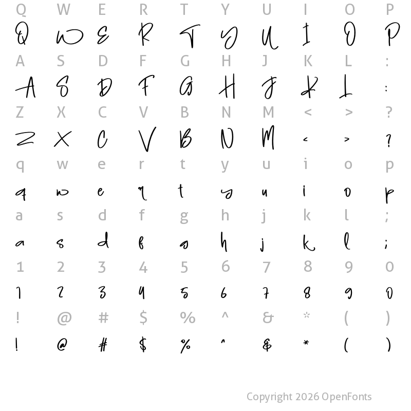 Character Map of Night House Regular
