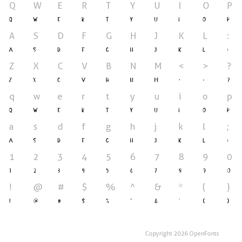 Character Map of Night Lamp Regular
