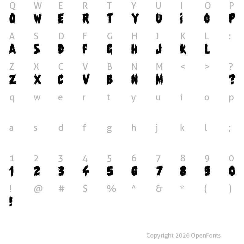Character Map of Night of the Deads Regular