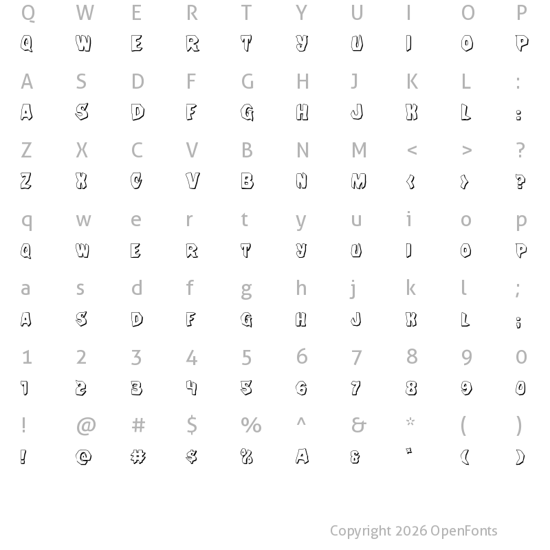 Character Map of Nightchilde 3D Regular