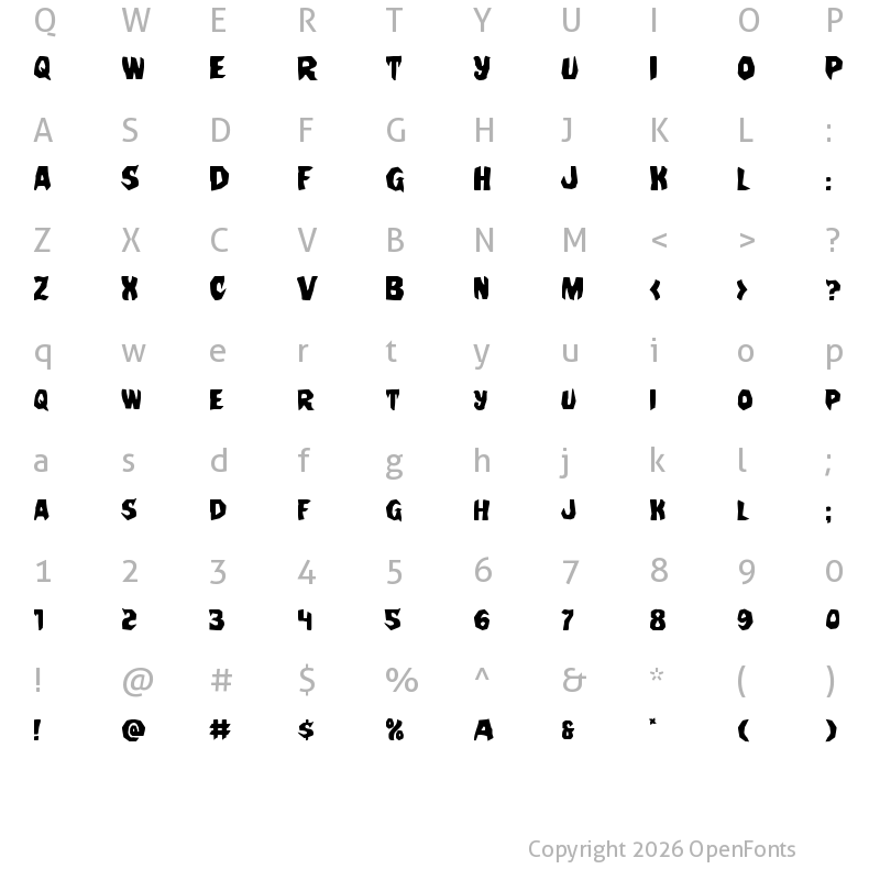Character Map of Nightchilde Regular