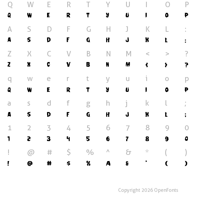 Character Map of Nightchilde Staggered Regular