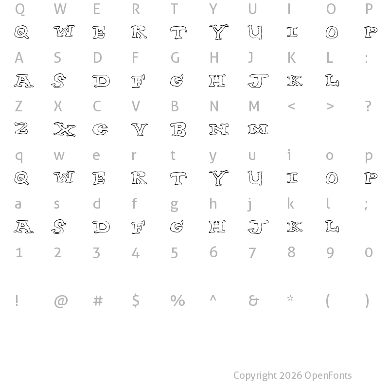 Character Map of nighthour Regular