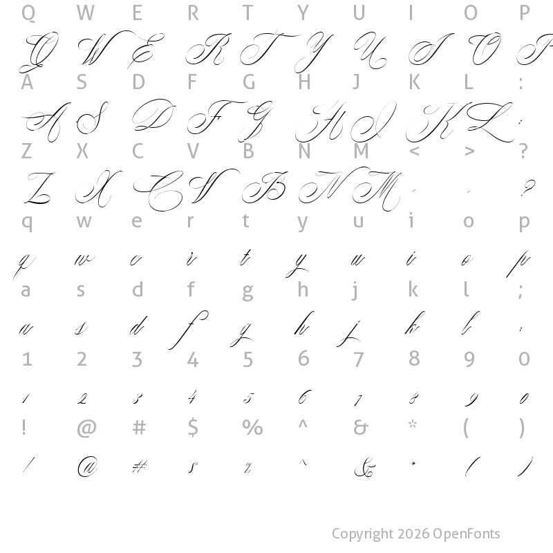 Character Map of Nightingale Regular
