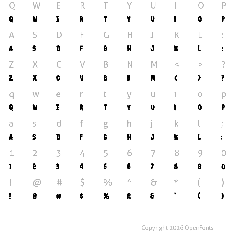 Character Map of Nightmare Alley Bold Bold