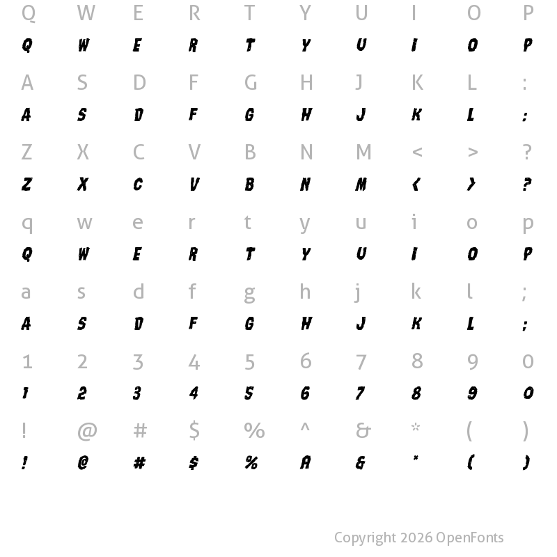 Character Map of Nightmare Alley Italic Italic