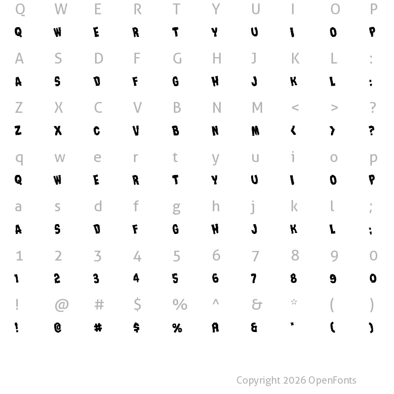 Character Map of Nightmare Alley Rotated Regular