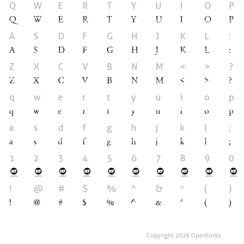 Character Map of NIGHTMARE PILLS Regular