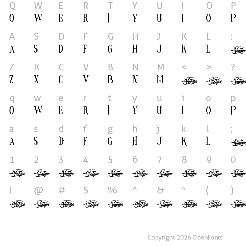 Character Map of Nightside Demo Regular