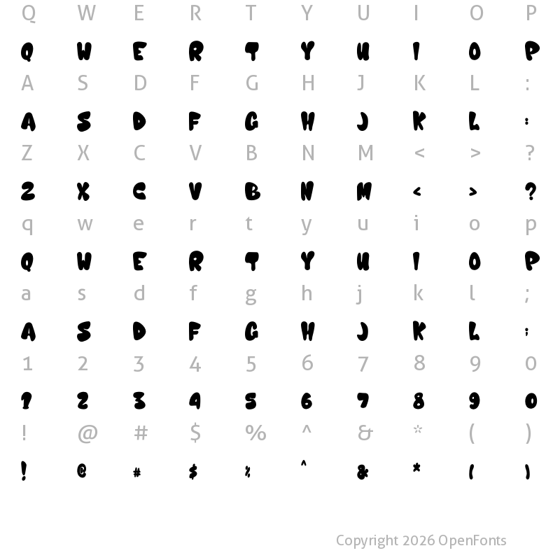 Character Map of Nijikon japan - Personal use Regular