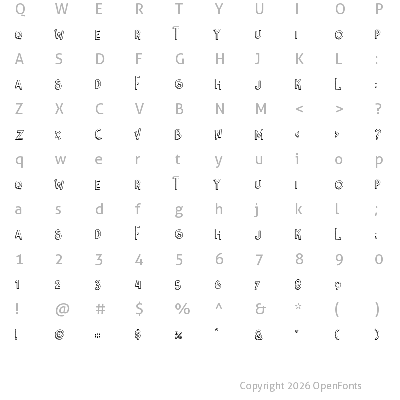 Character Map of Nikolas & Pine Regular