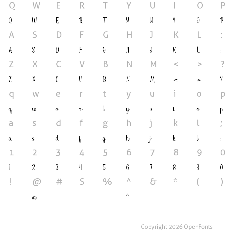 Character Map of Nillya Regular