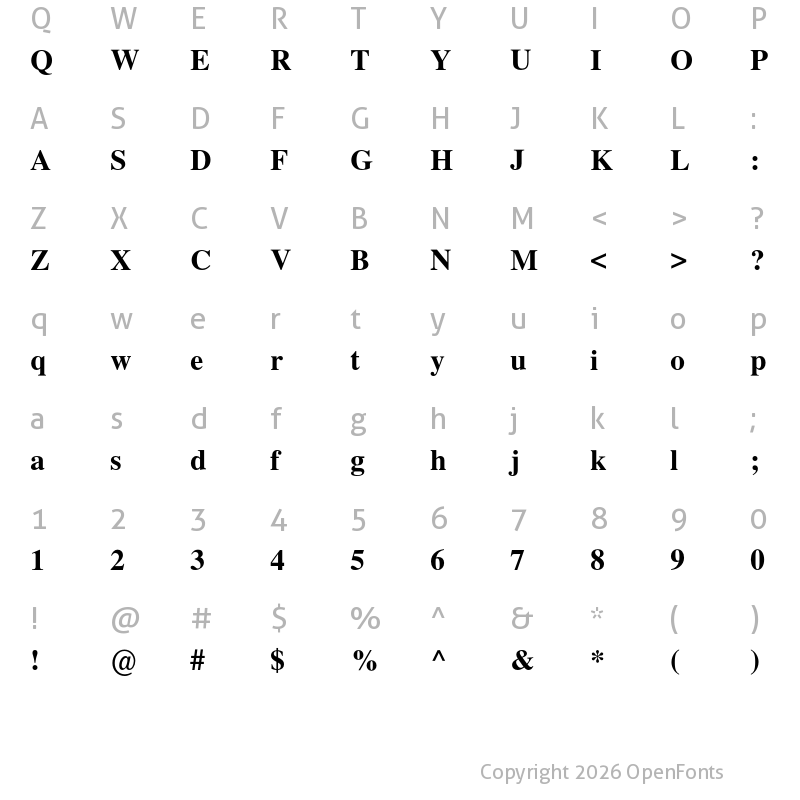 Character Map of Nimbus Roman No9 L Bold
