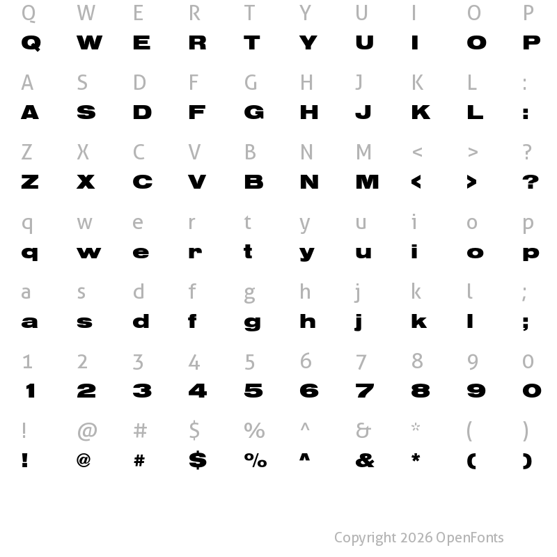 Character Map of Nimbus Sans Extd Black