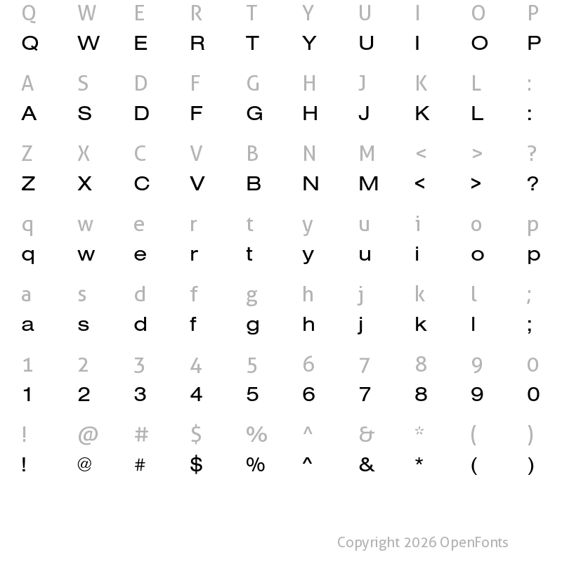 Character Map of Nimbus Sans Extd Regular