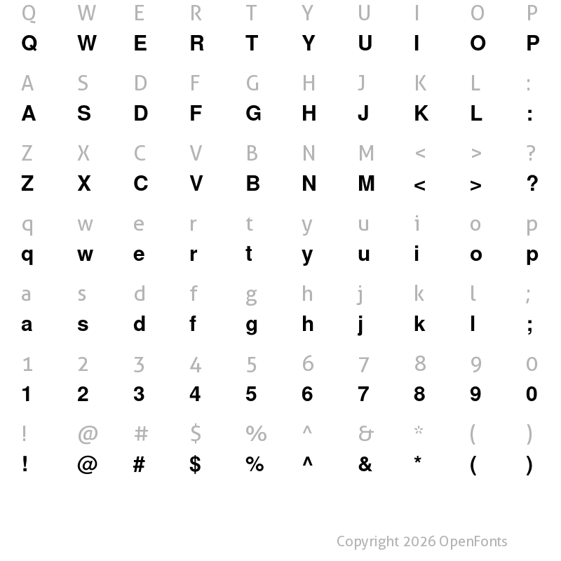 Character Map of Nimbus Sans L Bold