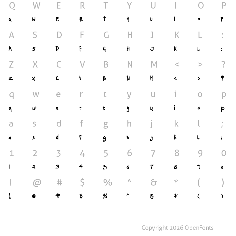 Character Map of Ninja Penguin Regular