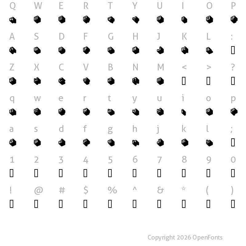 Character Map of nippon blocks Regular