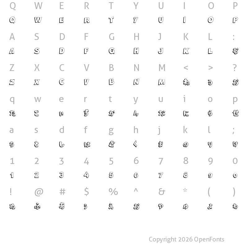 Character Map of Nipponika Cartoon Regular