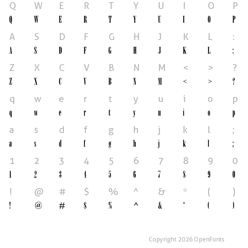 Character Map of Nirvana Regular