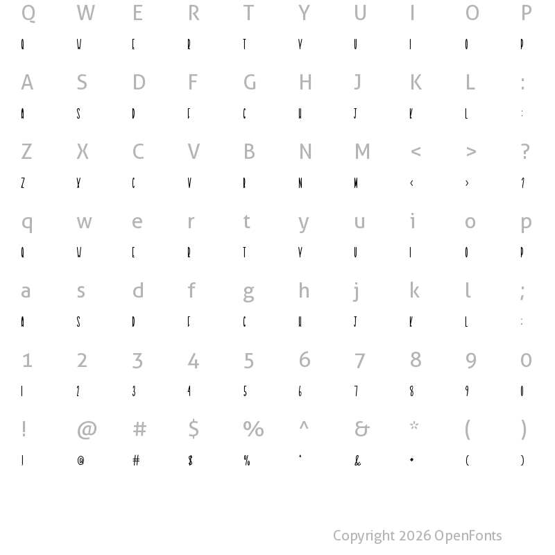 Character Map of Niscala Display Regular