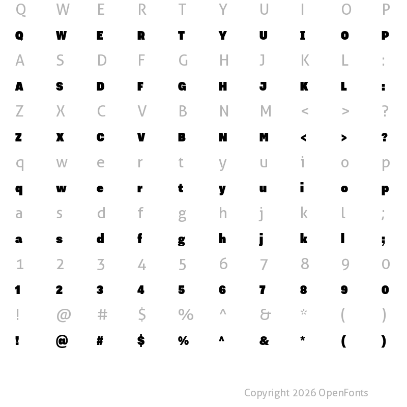 Character Map of Nitti Grotesk Condensed Ultra