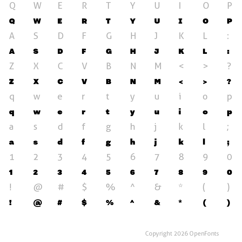 Character Map of Nitti Grotesk Ultra