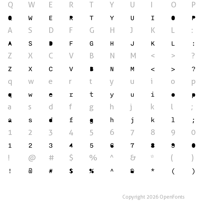 Character Map of Nitti Typewriter Open