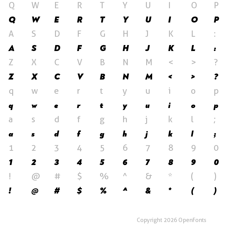 Character Map of Noah Grotesque Black Italic