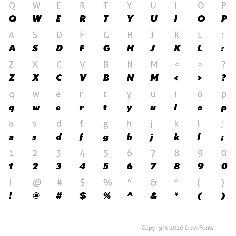 Character Map of Nobel BlackItalic