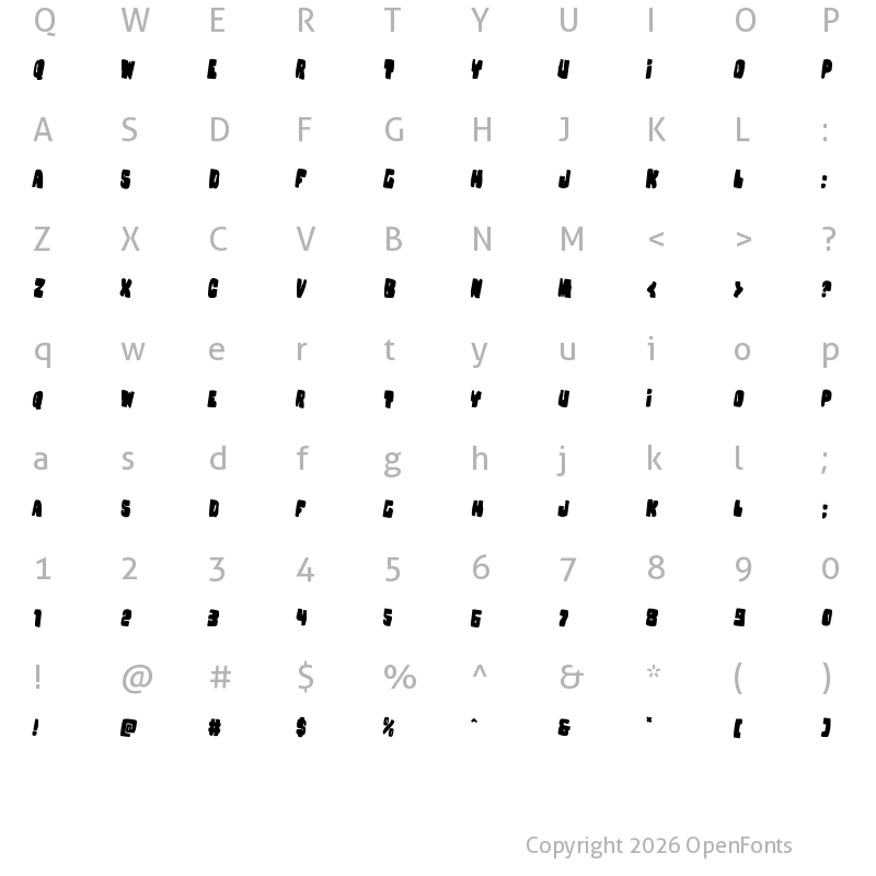 Character Map of Nobody's Home Rotated 2 Regular
