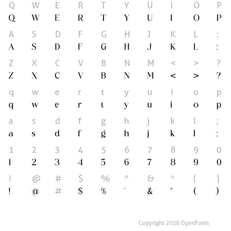 Character Map of NOCTADO Regular