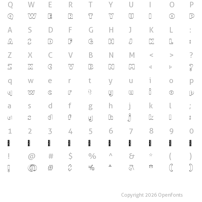 Character Map of Noelty DEMO Outline