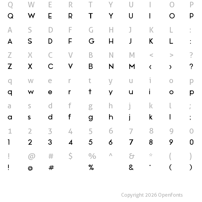 Character Map of Noir Medium