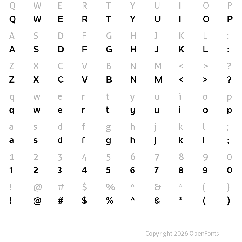 Character Map of Nolan Next Bold