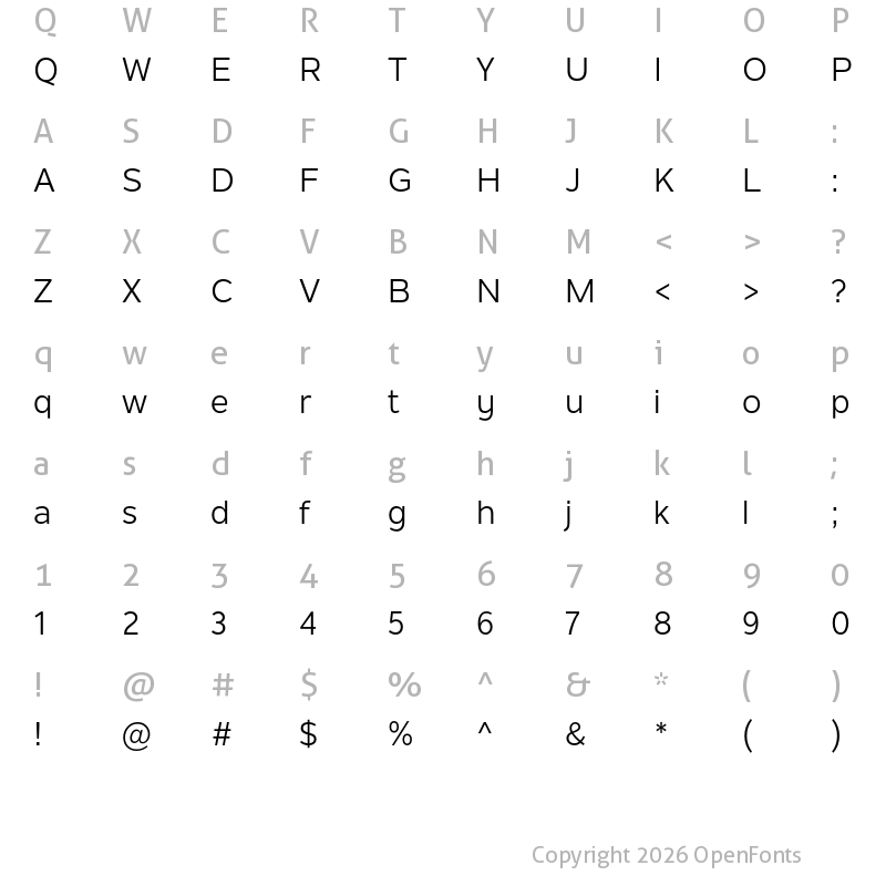 Character Map of Nolan Next Regular