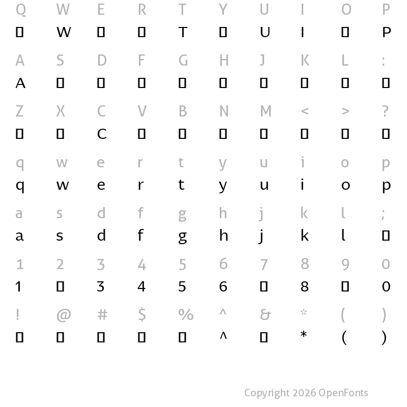 Character Map of NomadaSans-Regular ?