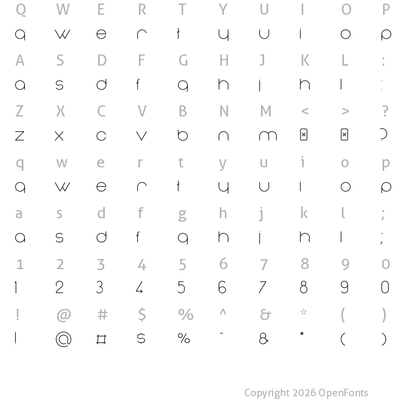 Character Map of Nonchalance Regular