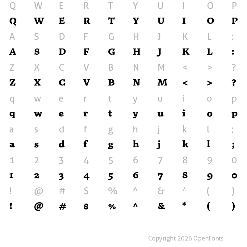 Character Map of Noort Extrabold