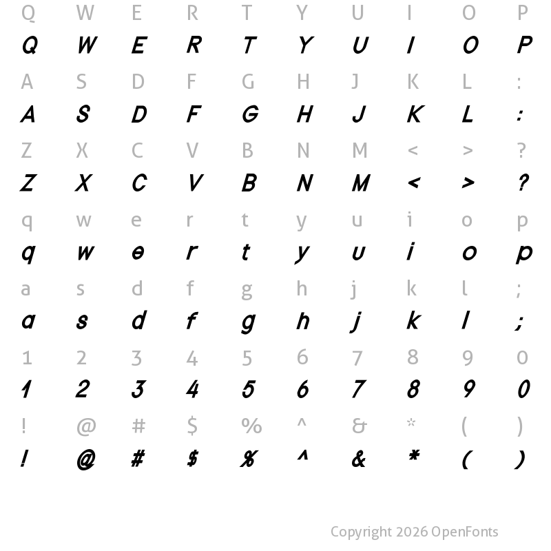 Character Map of Nordica Plus NordicaClassicRgCondObl