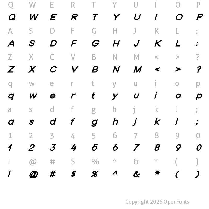 Character Map of Nordica Plus NordicaClassicRgExtObl
