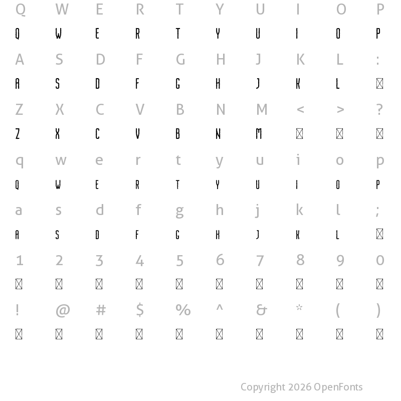 Character Map of Nordin Free Rough