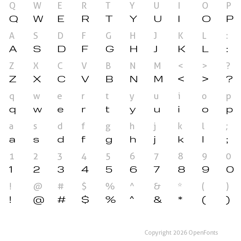 Character Map of Normalidad Extended Light
