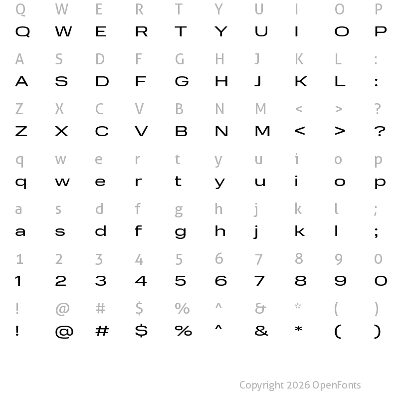 Character Map of Normalidad Extended Regular