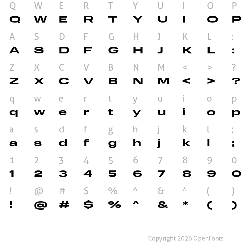 Character Map of Normalidad UltraExtended Bold