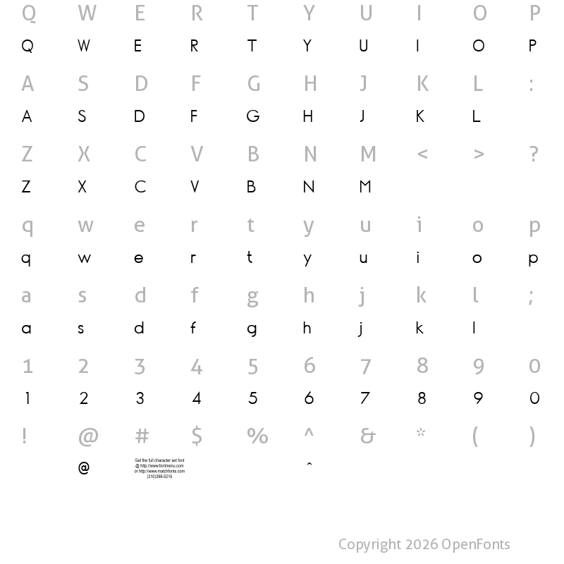 Character Map of Normographe Tryout Regular