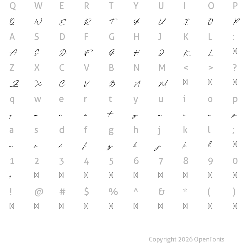 Character Map of Nort Milk Regular
