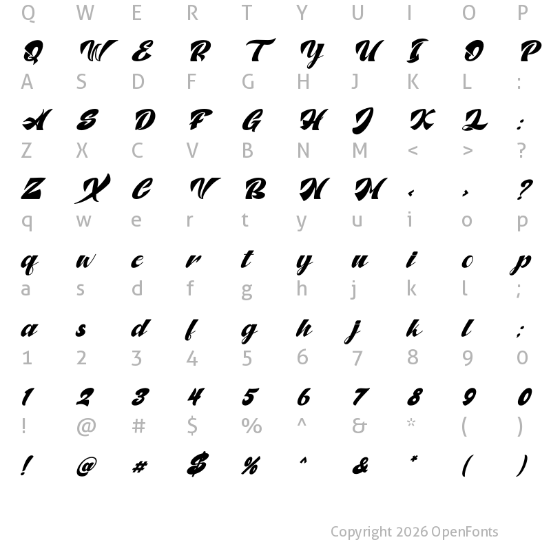 Character Map of North Blue Italic