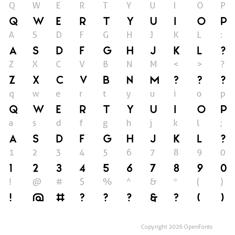 Character Map of North Regular