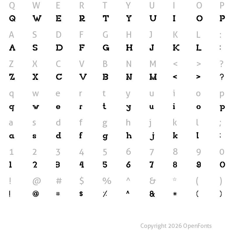 Character Map of NORTHCLIFF Stencil